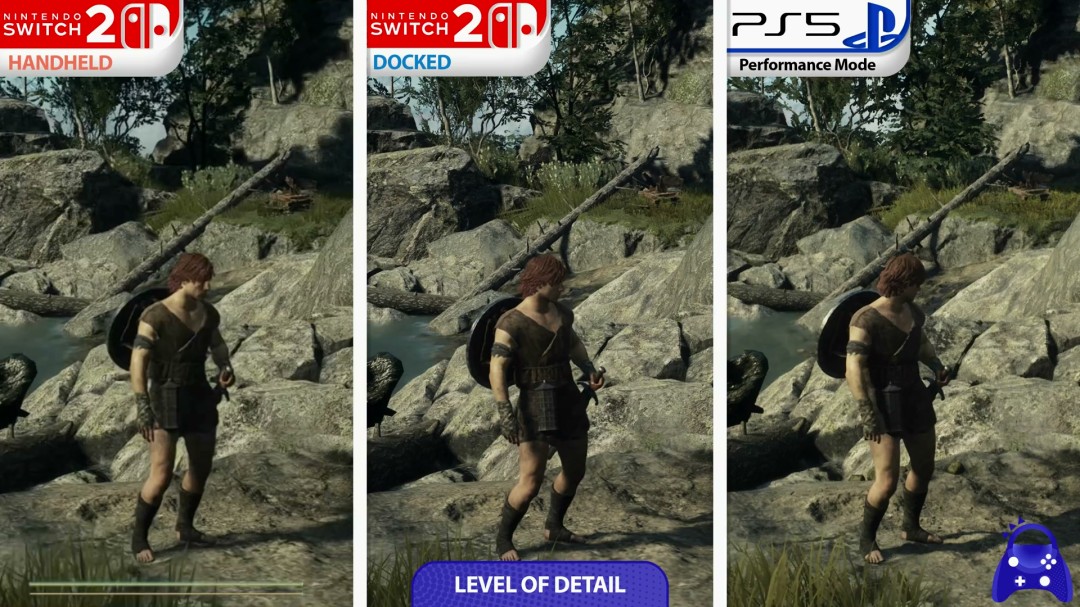 龙之信条2 Switch2 vs PS5对比:掌机1080p,阴影差距明显